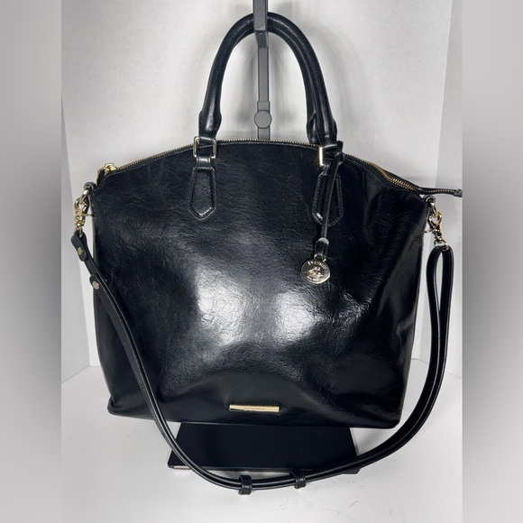 Brahmin Duxbury Satchel Black Charleston Leather Zip Top handle crossbody - Picture 2 of 14